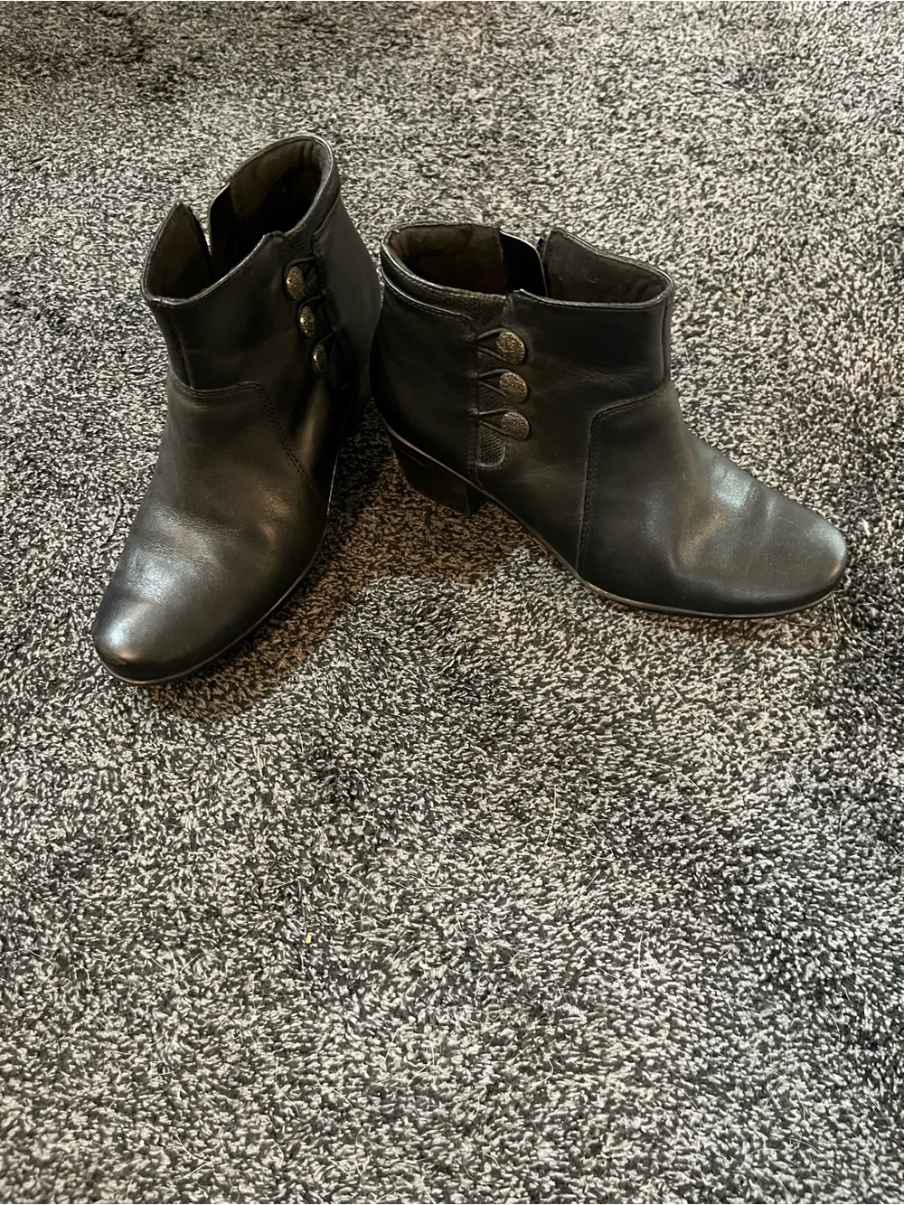 Clarks Collections Women's Black Ankle Booties with Decorative Buttons